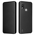 Bolsa Flip para Nokia C21 Plus - Fibra de Carbono - Preto