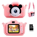 Câmara Fotográfica Digital Infantil com Cartão de Memória de 32GB - Cor-de-Rosa