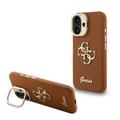 Capa suporte para câmara para iPhone 16 Guess Grained 4G Logo - Castanho